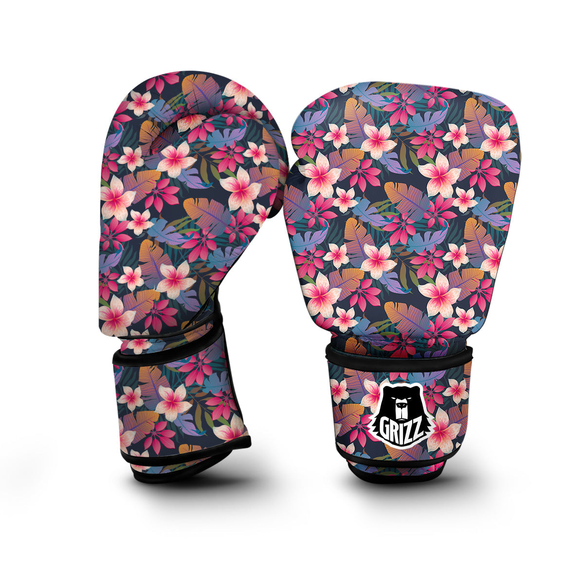 Hawaiian Floral Tropical Flower Hibiscus Palm Leaves Pattern Print Boxing Gloves-grizzshop