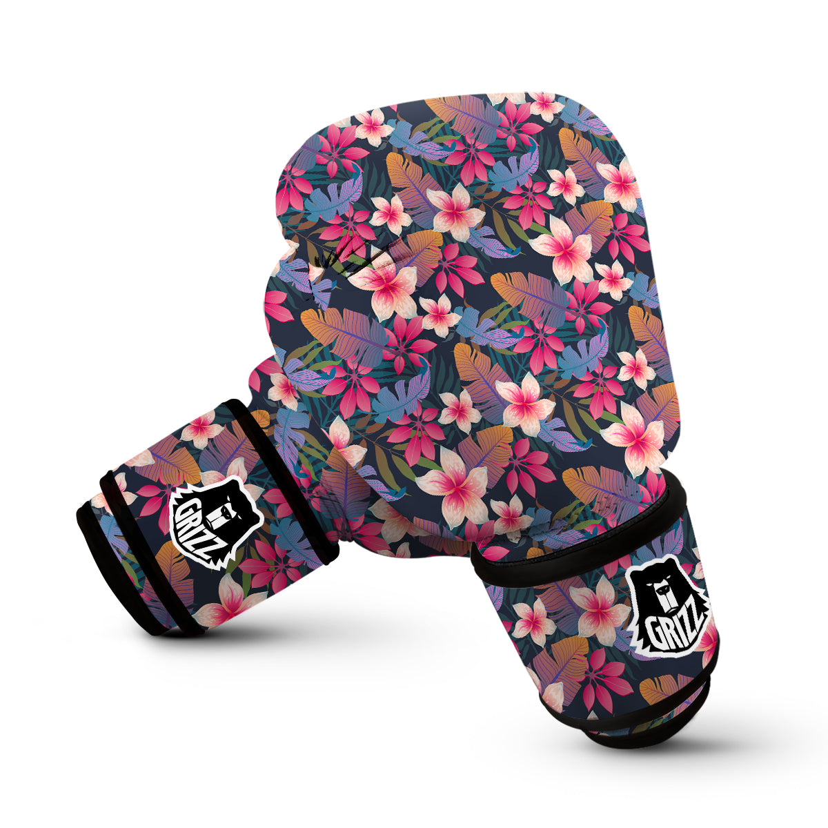 Hawaiian Floral Tropical Flower Hibiscus Palm Leaves Pattern Print Boxing Gloves-grizzshop