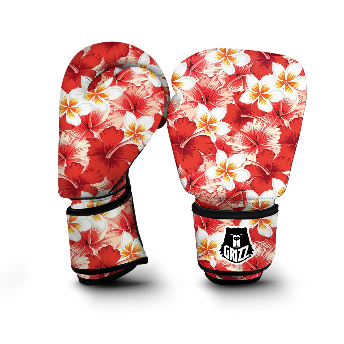 Hawaiian Floral Tropical Flower Red Hibiscus Pattern Print Boxing Gloves-grizzshop