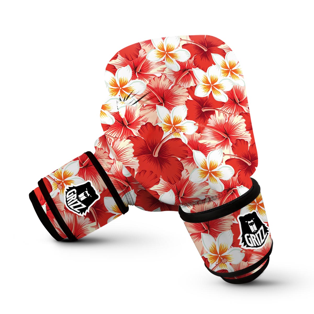 Hawaiian Floral Tropical Flower Red Hibiscus Pattern Print Boxing Gloves-grizzshop
