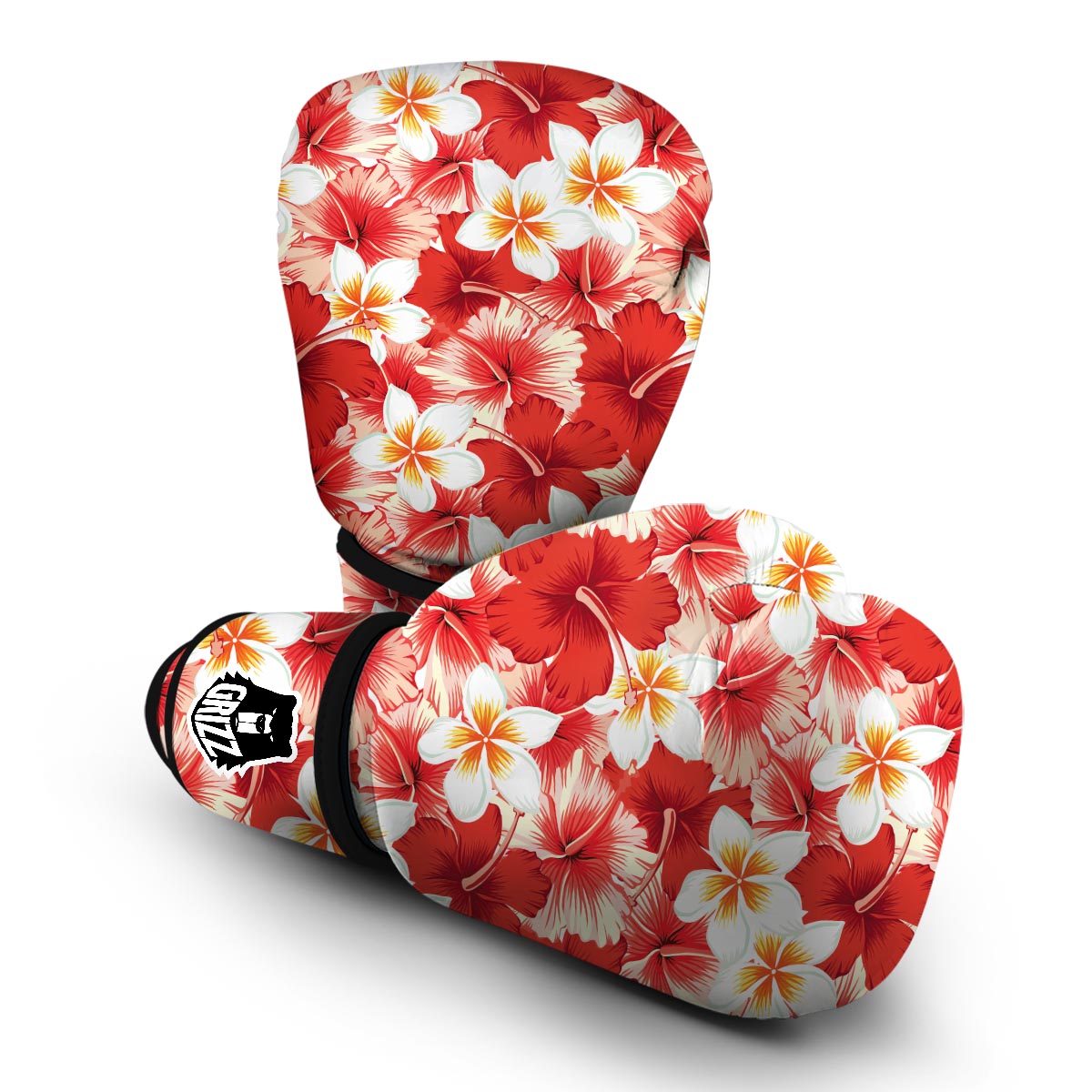 Hawaiian Floral Tropical Flower Red Hibiscus Pattern Print Boxing Gloves-grizzshop