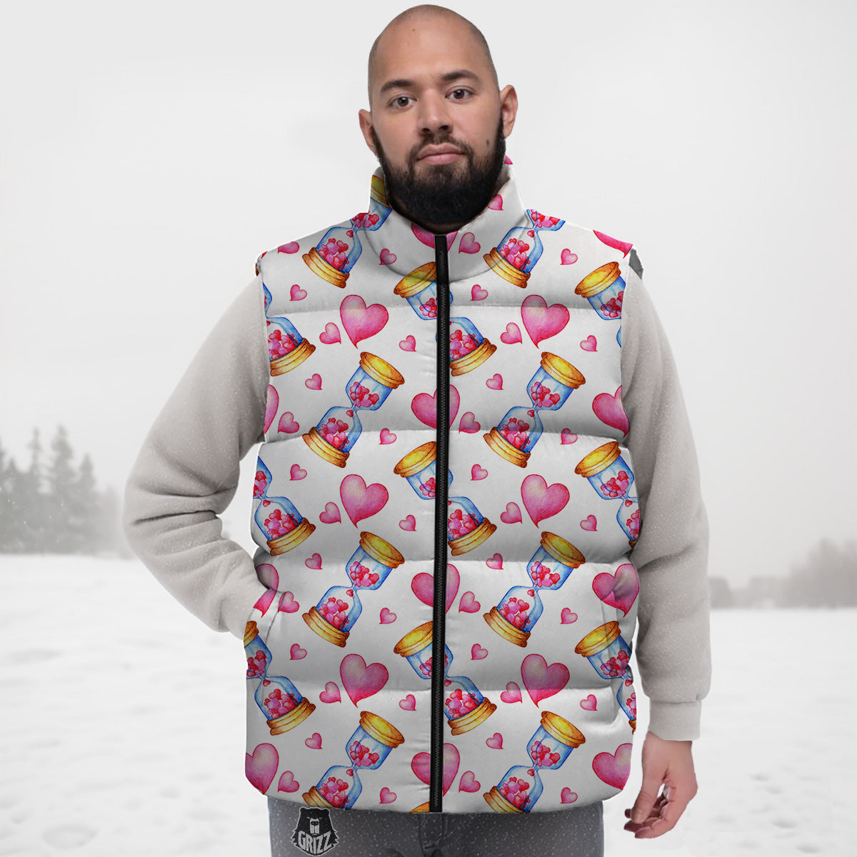 Hawaiian Floral Tropical Flower Red Hibiscus Pattern Print Down Vest
