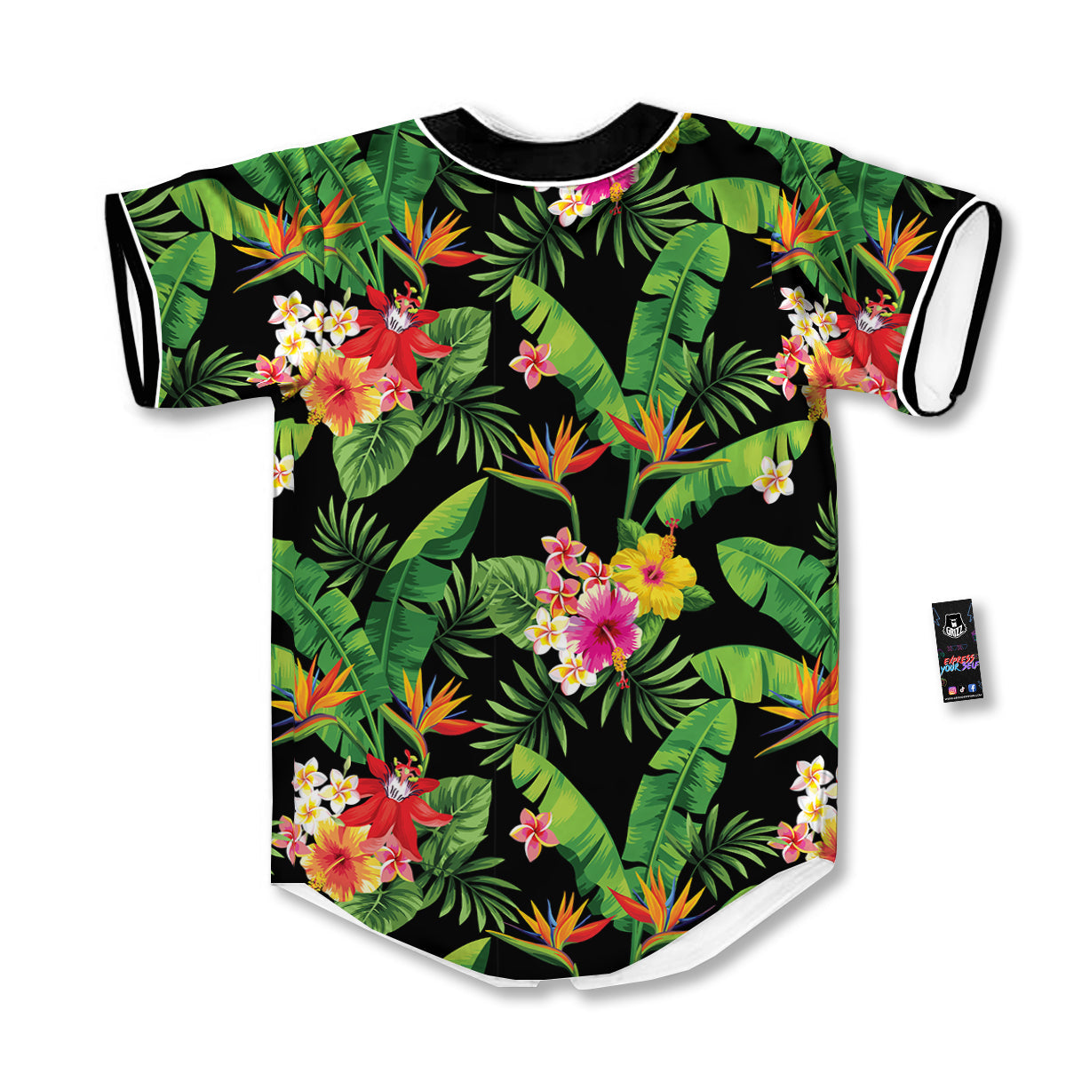 Hawaiian Flower And Tropical Leaf Print Pattern Baseball Jersey-grizzshop