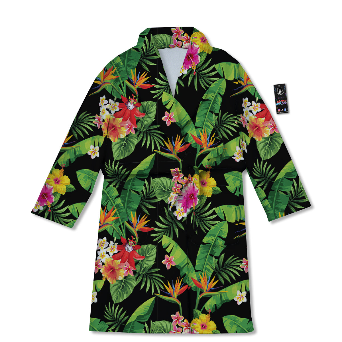Hawaiian Flower And Tropical Leaf Print Pattern Bathrobe-grizzshop