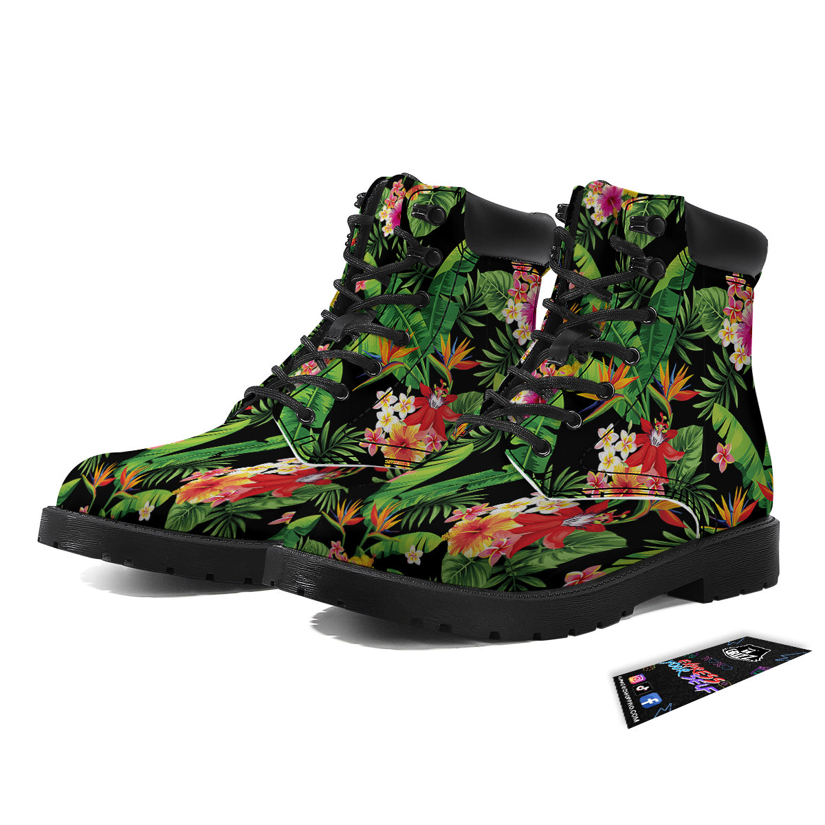 Hawaiian Flower And Tropical Leaf Print Pattern Boots-grizzshop