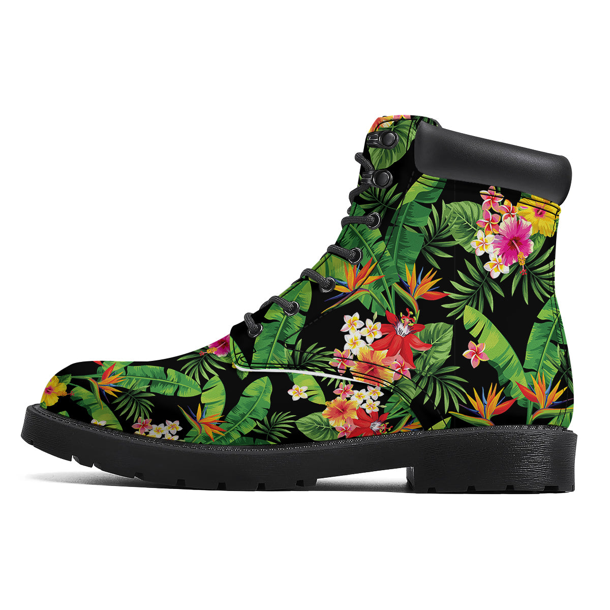 Hawaiian Flower And Tropical Leaf Print Pattern Boots-grizzshop