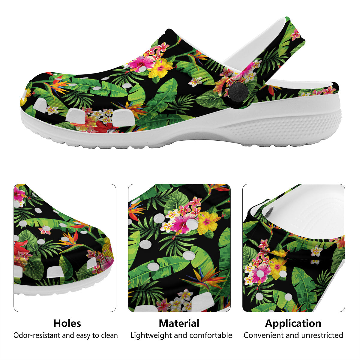 Hawaiian Flower And Tropical Leaf Print Pattern Clog-grizzshop