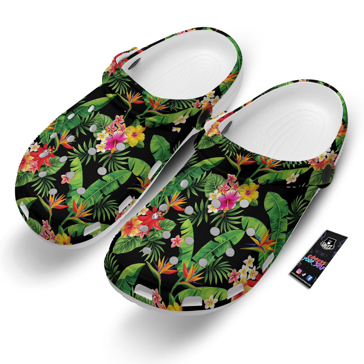 Hawaiian Flower And Tropical Leaf Print Pattern Clog-grizzshop