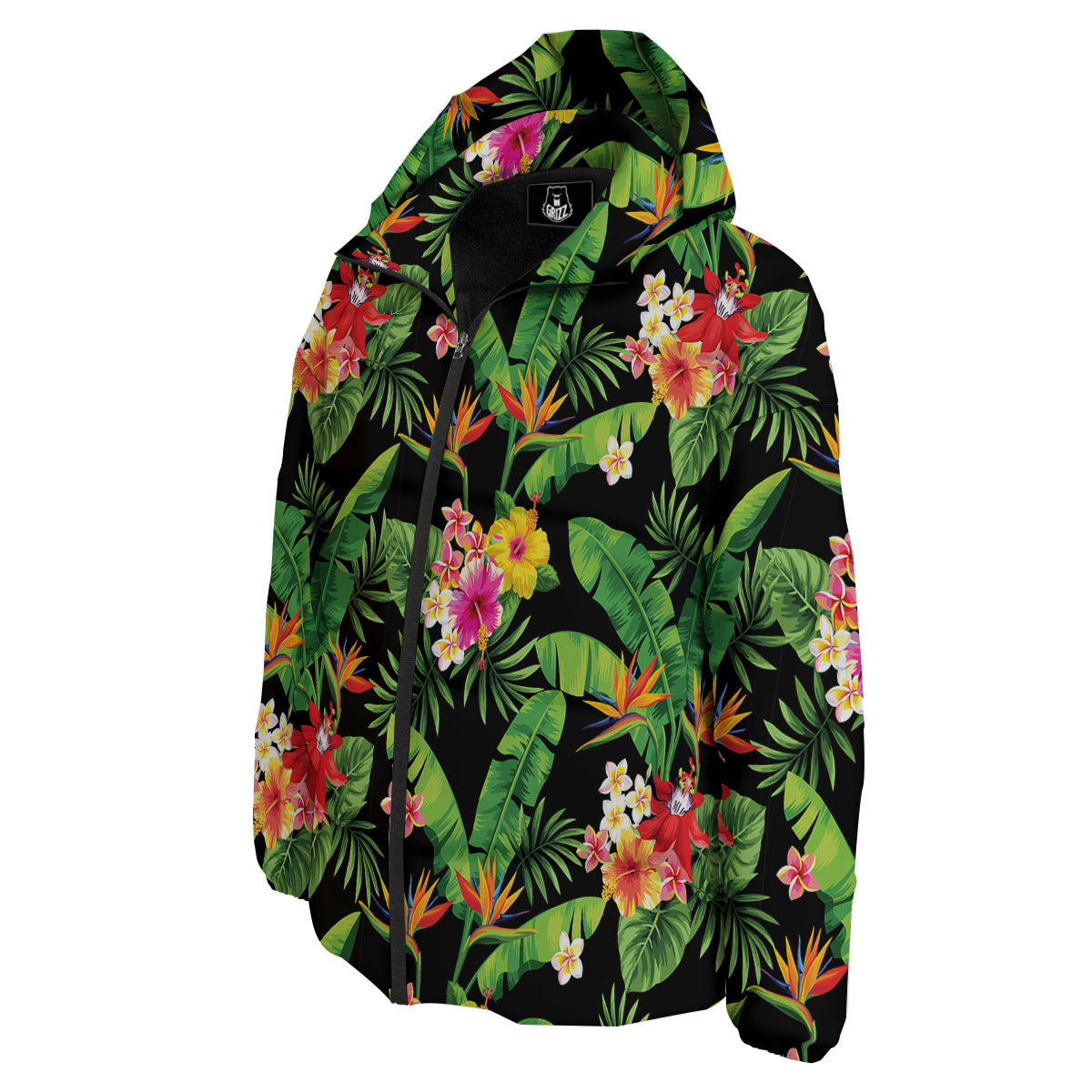 Hawaiian Flower And Tropical Leaf Print Pattern Down Jacket-grizzshop