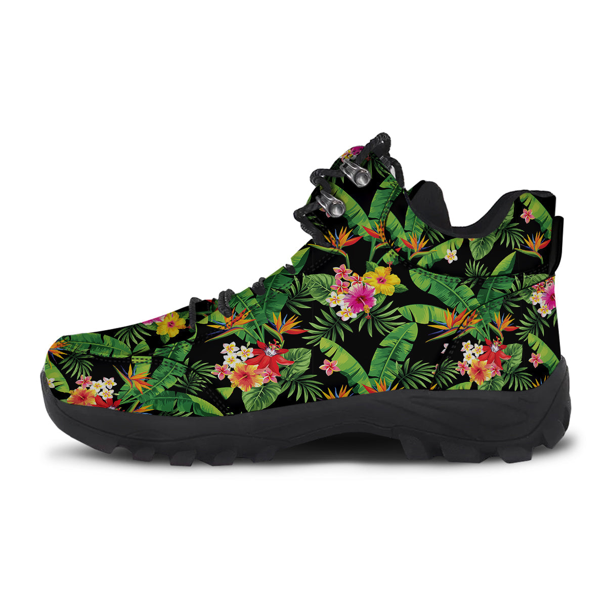 Hawaiian Flower And Tropical Leaf Print Pattern Hiking Shoes-grizzshop
