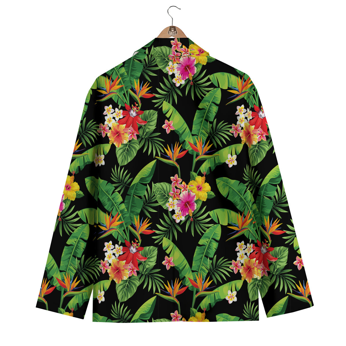 Hawaiian Flower And Tropical Leaf Print Pattern Men's Blazer-grizzshop