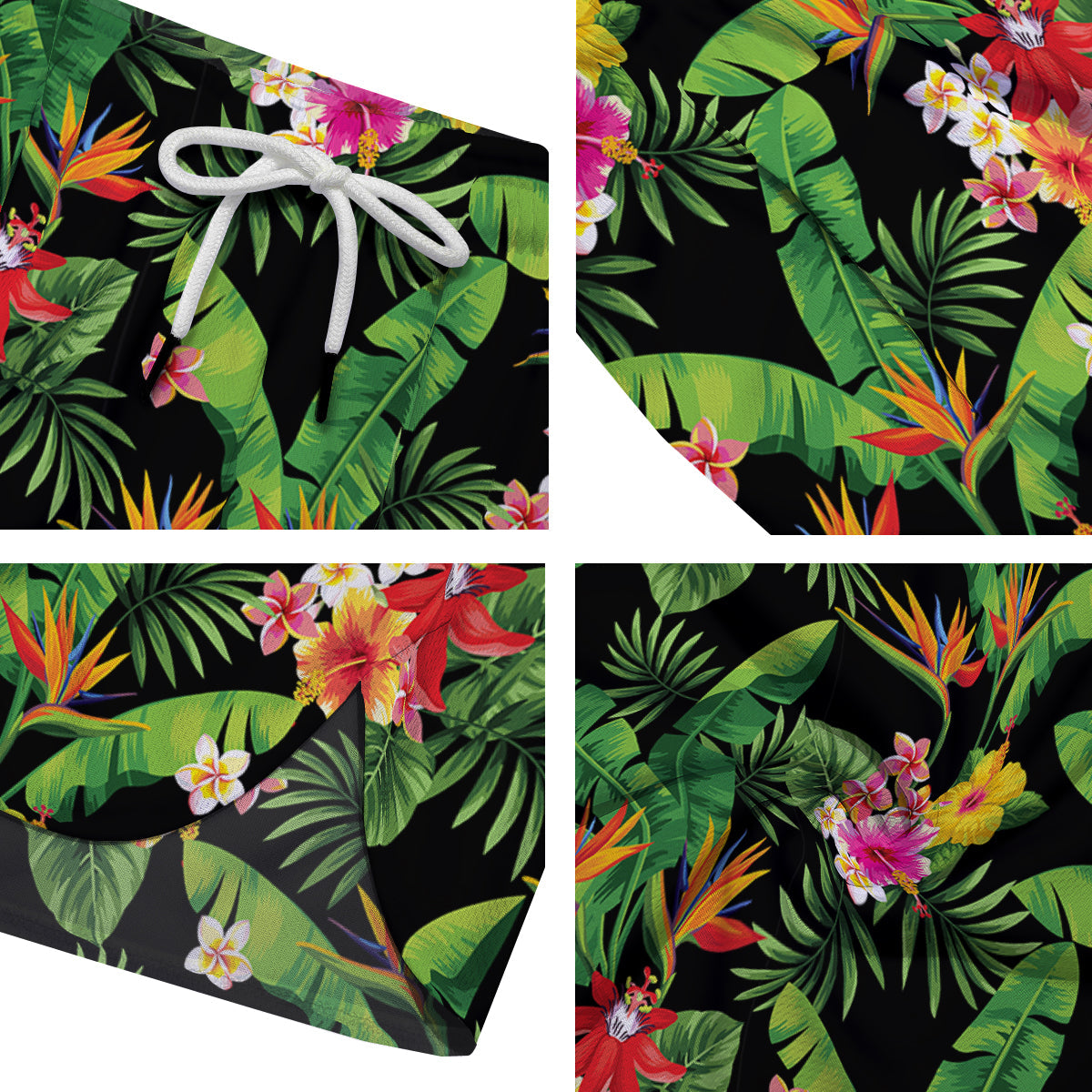 Hawaiian Flower And Tropical Leaf Print Pattern Men's Running Shorts-grizzshop