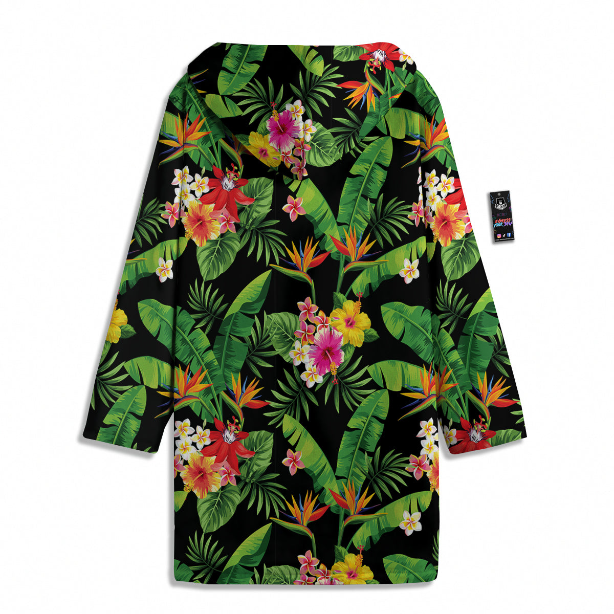 Hawaiian Flower And Tropical Leaf Print Pattern Men's Windbreaker Jacket-grizzshop