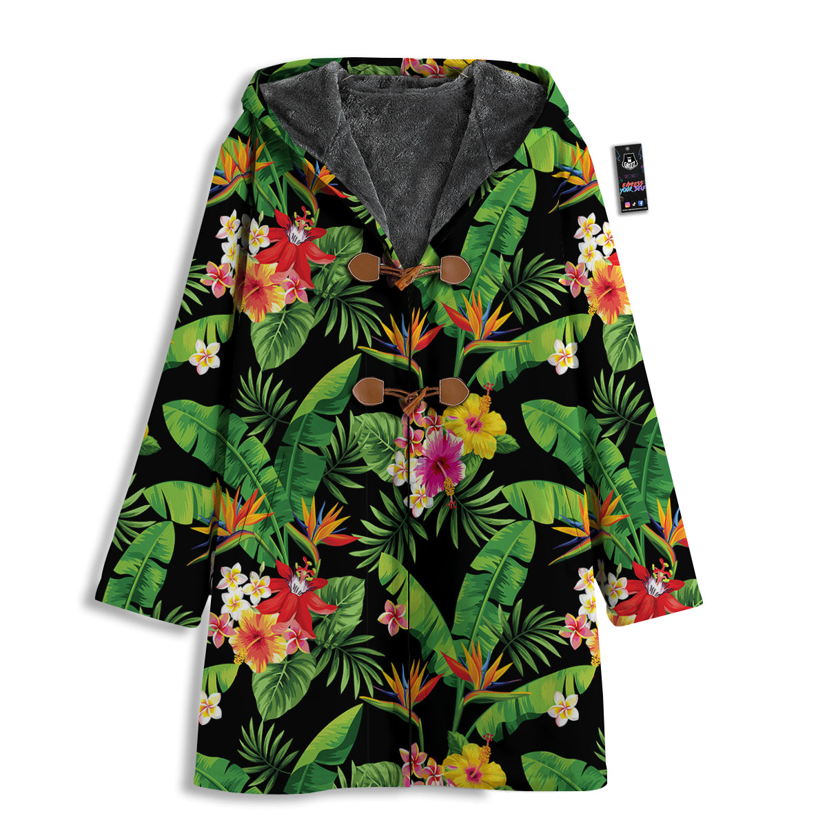 Hawaiian Flower And Tropical Leaf Print Pattern Men's Windbreaker Jacket-grizzshop