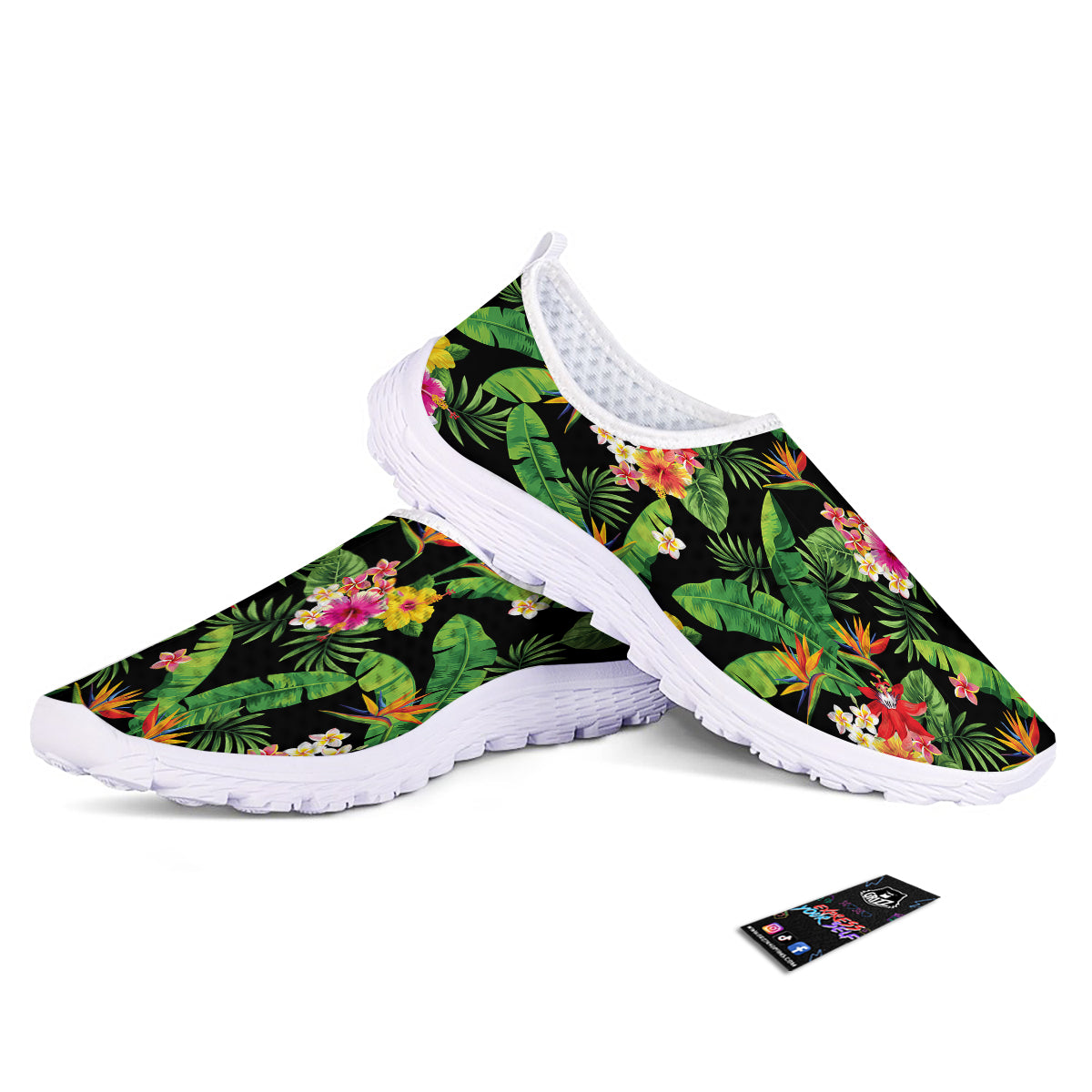 Hawaiian Flower And Tropical Leaf Print Pattern Nurse Shoes-grizzshop