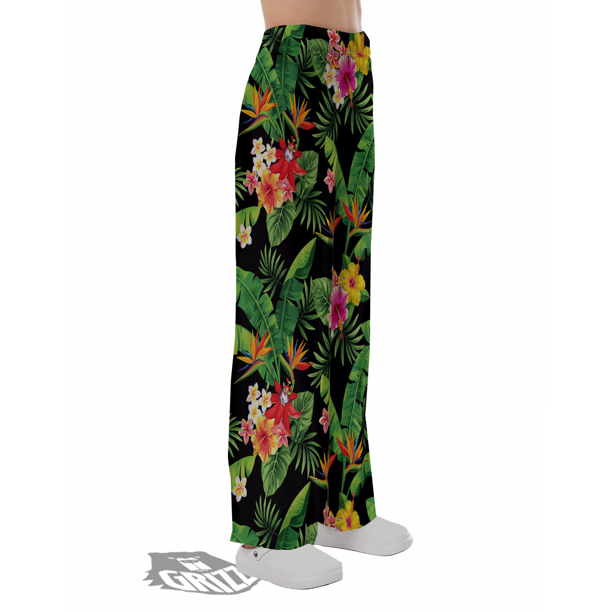 Hawaiian Flower And Tropical Leaf Print Pattern Pajama Pants-grizzshop
