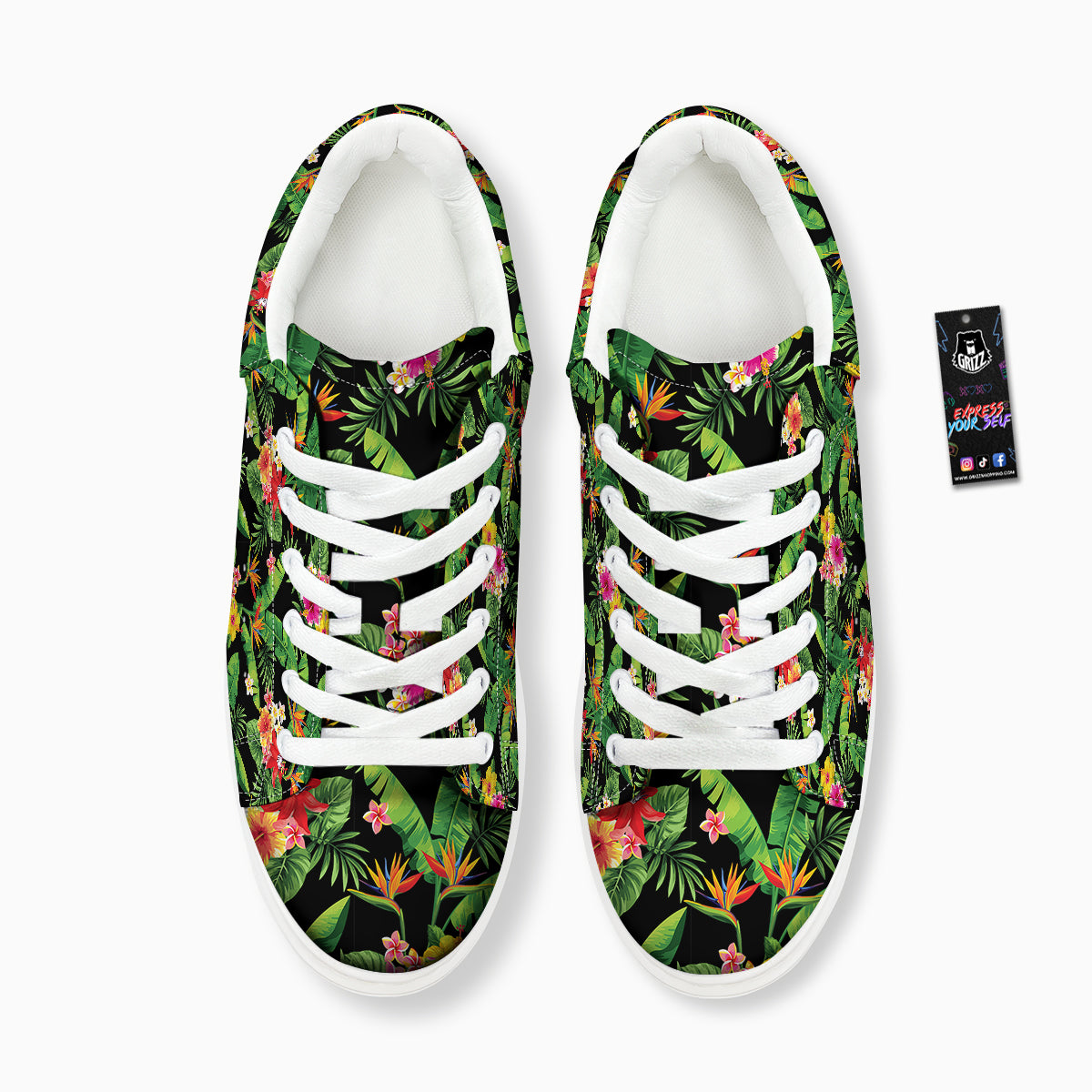 Hawaiian Flower And Tropical Leaf Print Pattern Platform Shoes-grizzshop