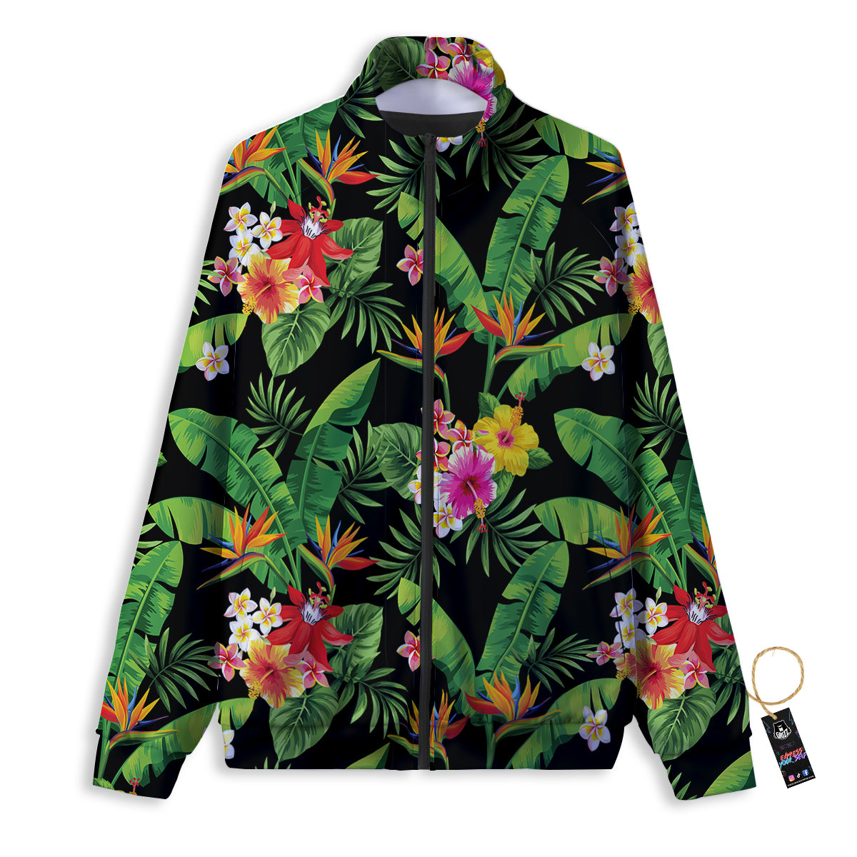 Hawaiian Flower And Tropical Leaf Print Pattern Track Jacket-grizzshop