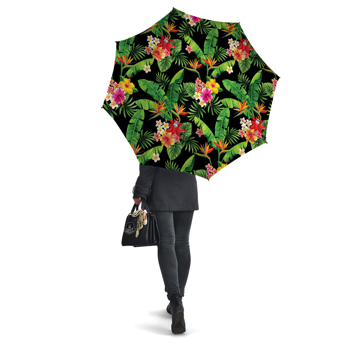 Hawaiian Flower And Tropical Leaf Print Pattern Umbrella-grizzshop