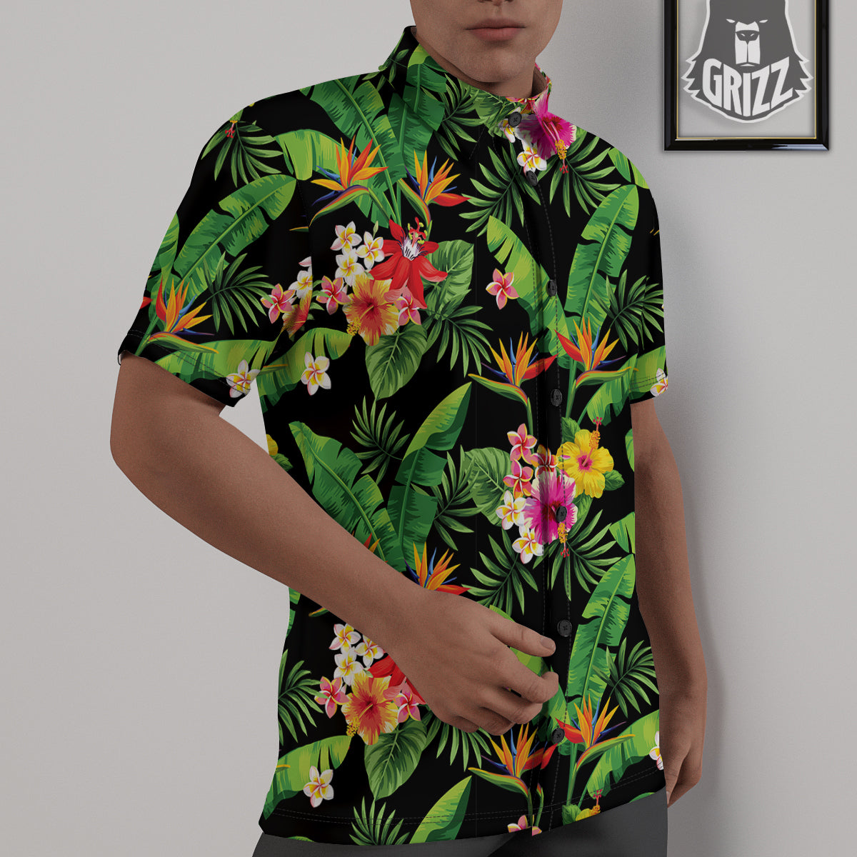 Hawaiian Flower And Tropical Leaf Print Pattern Untucked Shirts-grizzshop