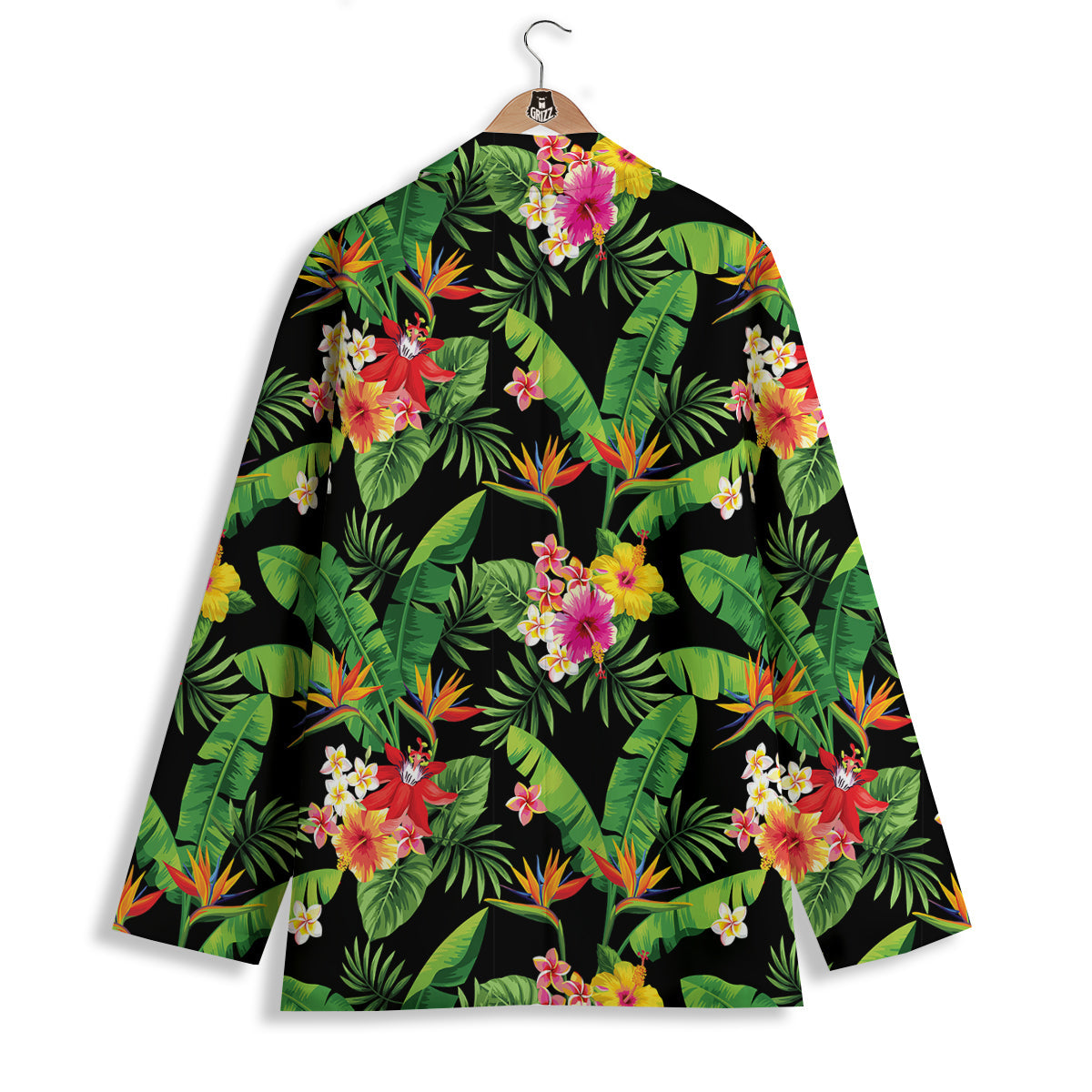 Hawaiian Flower And Tropical Leaf Print Pattern Women's Blazer-grizzshop
