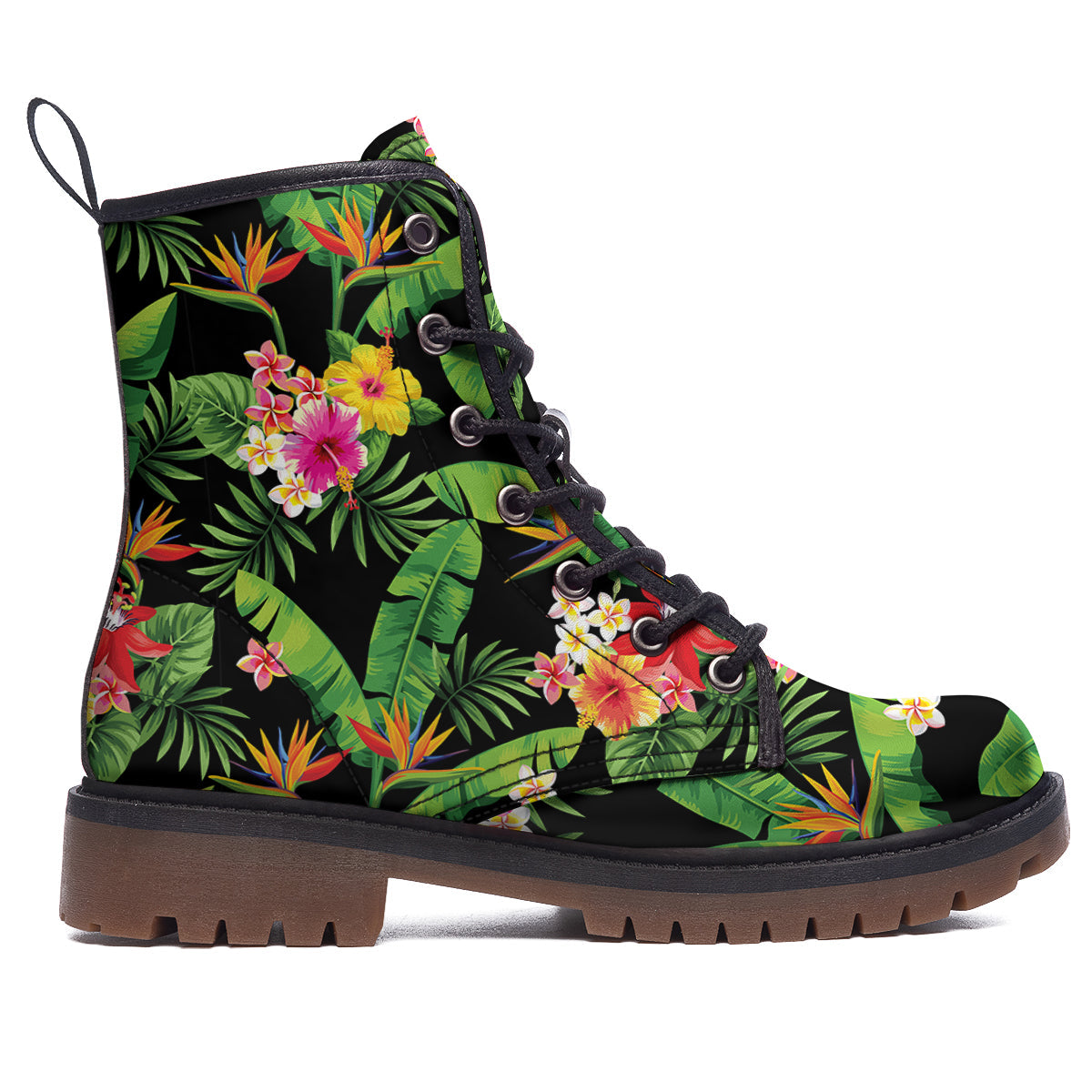 Hawaiian Flower And Tropical Leaf Print Pattern Work Boots-grizzshop