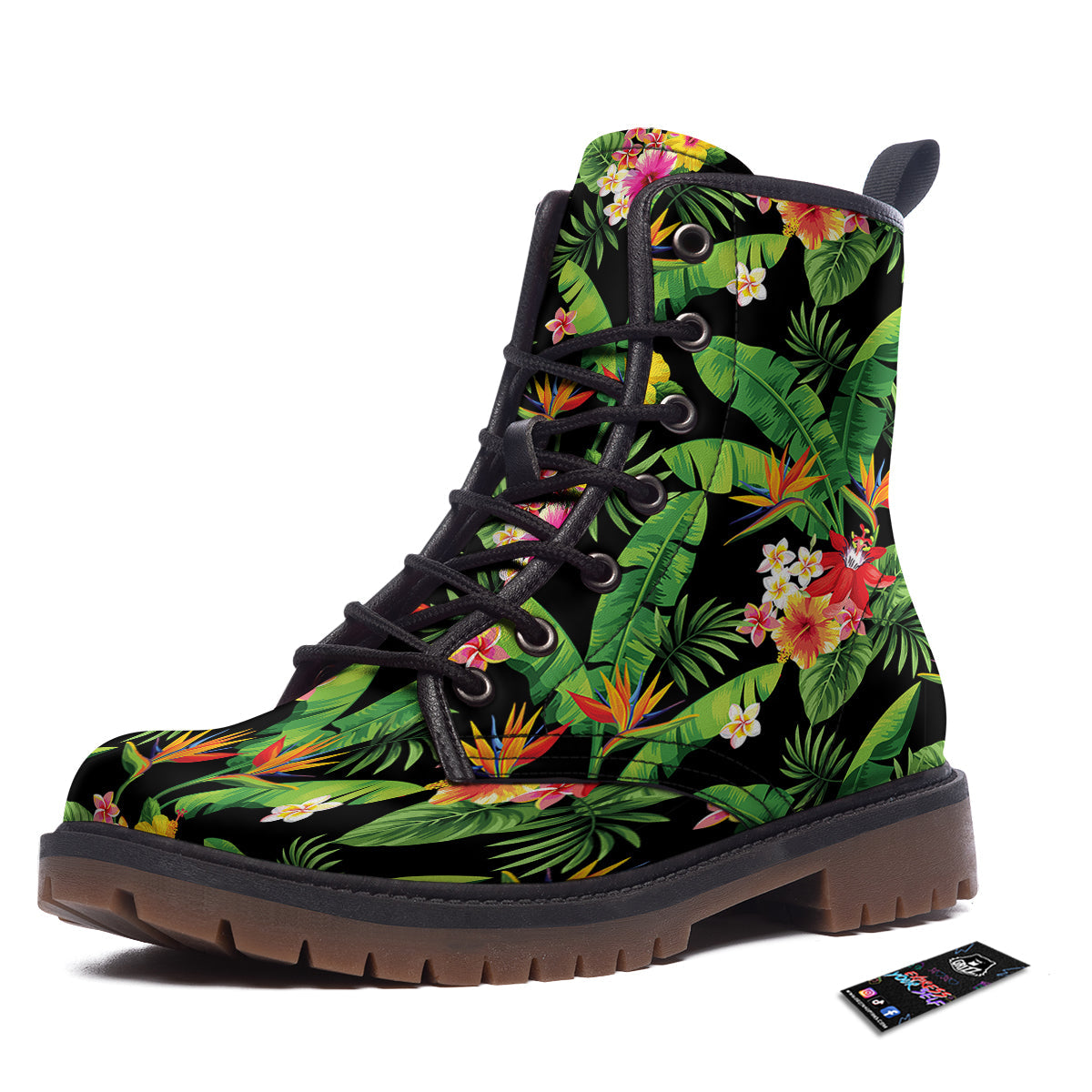 Hawaiian Flower And Tropical Leaf Print Pattern Work Boots-grizzshop