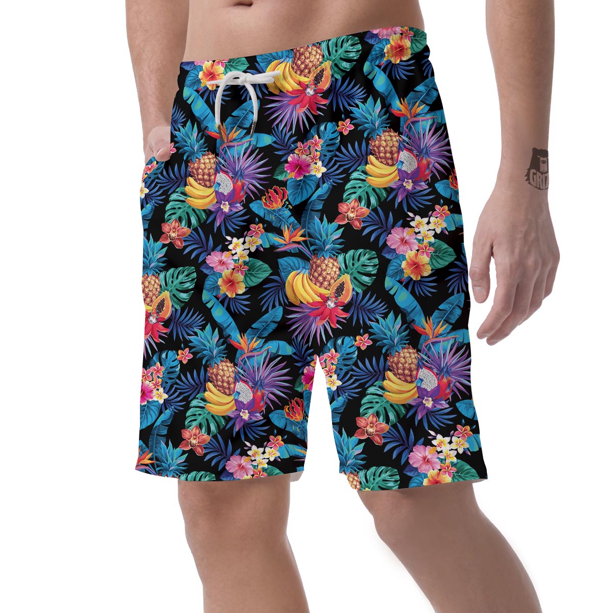 Hawaiian Fruit Tropical Print Men's Shorts-grizzshop