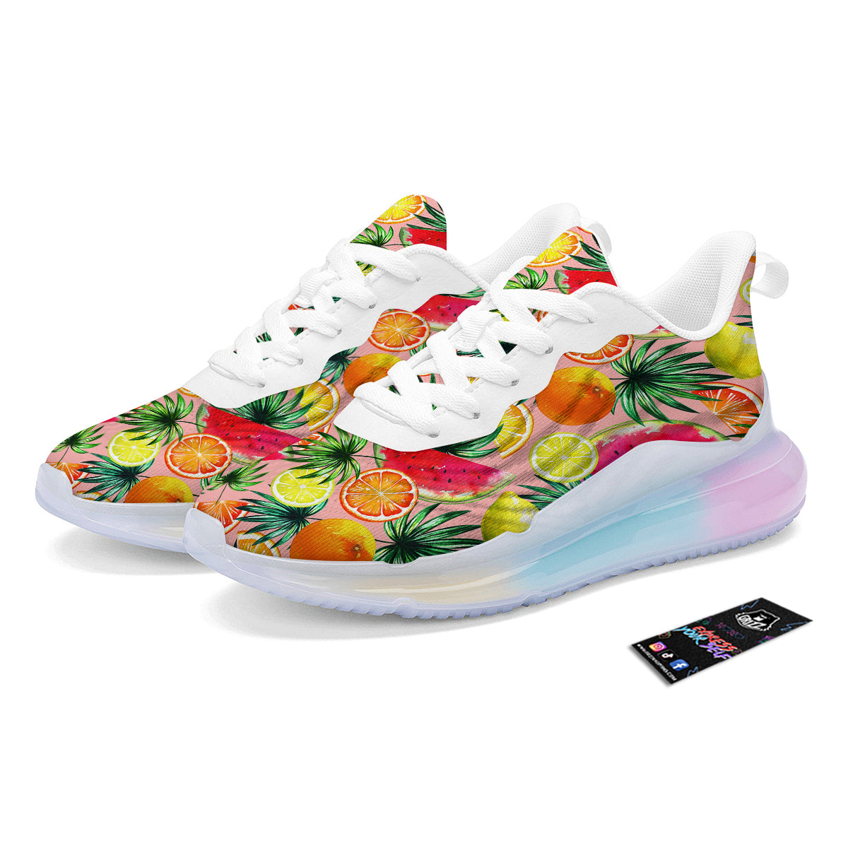 Hawaiian Fruits And Palm Tropical Print Pattern Running Sneakers-grizzshop