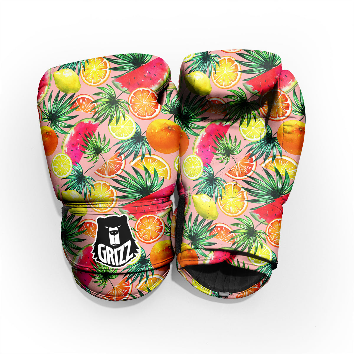 Hawaiian Fruits And Palm Tropical Print Pattern Sparring Gloves-grizzshop