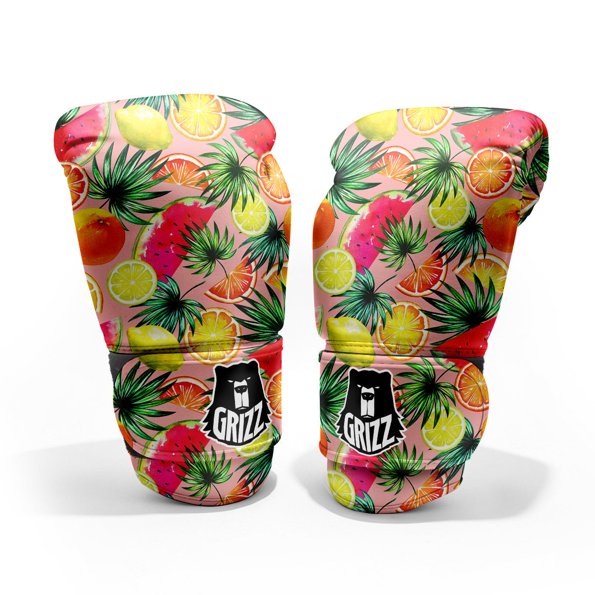 Hawaiian Fruits And Palm Tropical Print Pattern Sparring Gloves-grizzshop