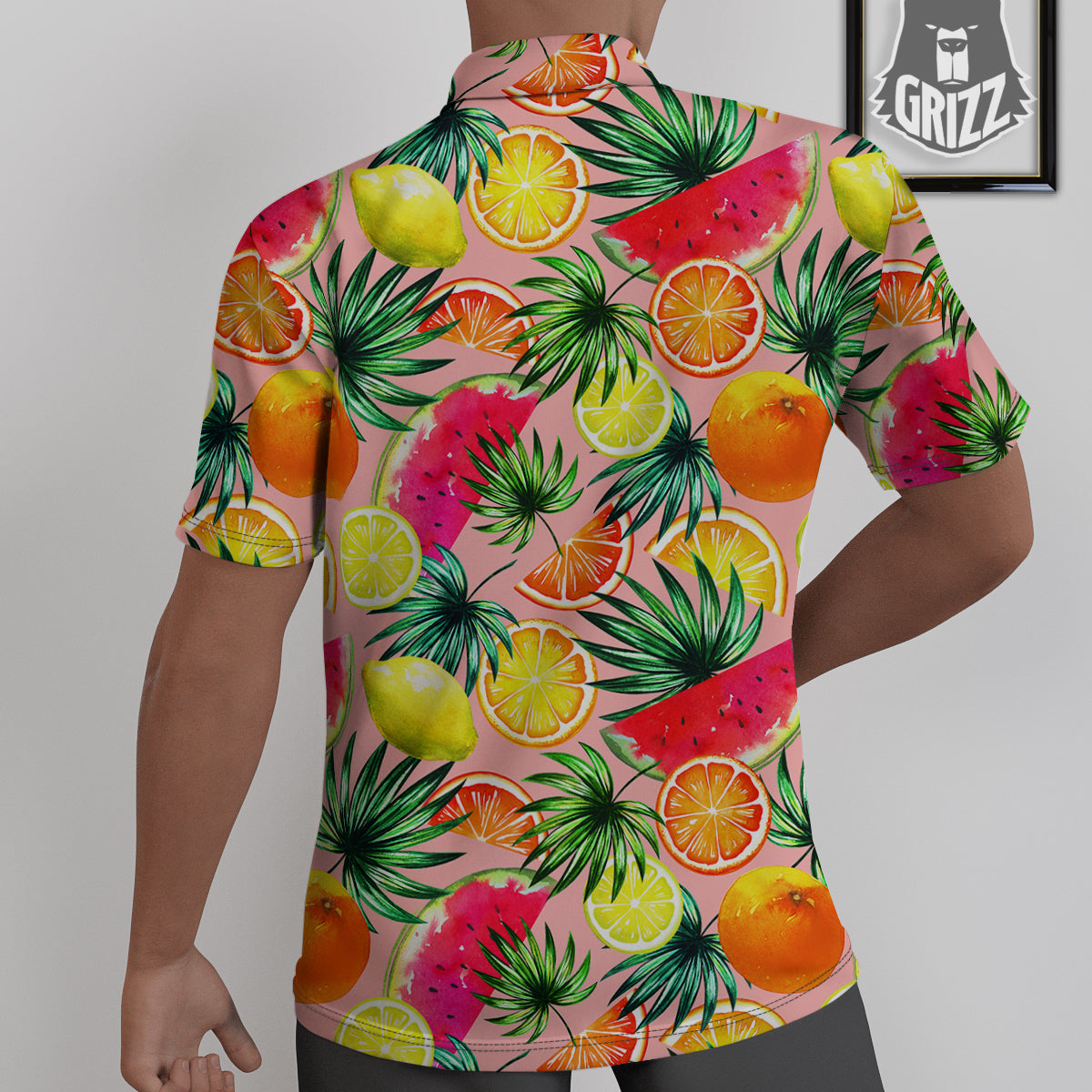 Hawaiian Fruits And Palm Tropical Print Pattern Untucked Shirts-grizzshop