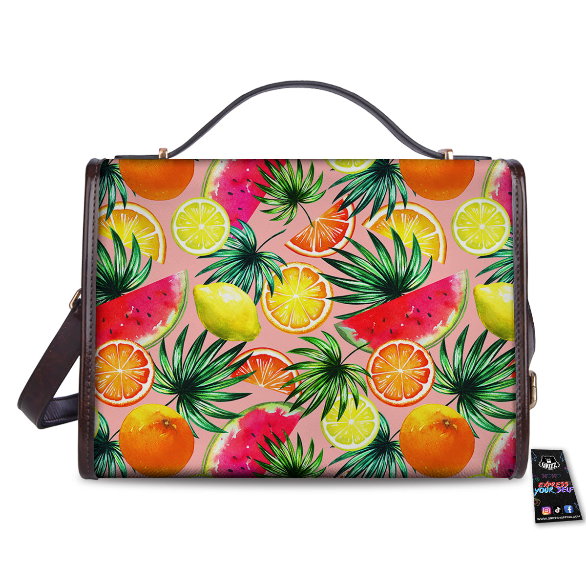 Hawaiian Fruits And Palm Tropical Print Pattern Women's Satchel Bag-grizzshop