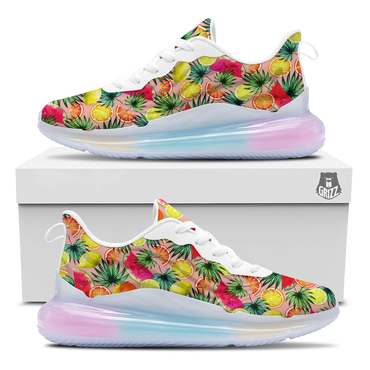 Hawaiian Fruits Pink Print Pattern Running Sneakers-grizzshop