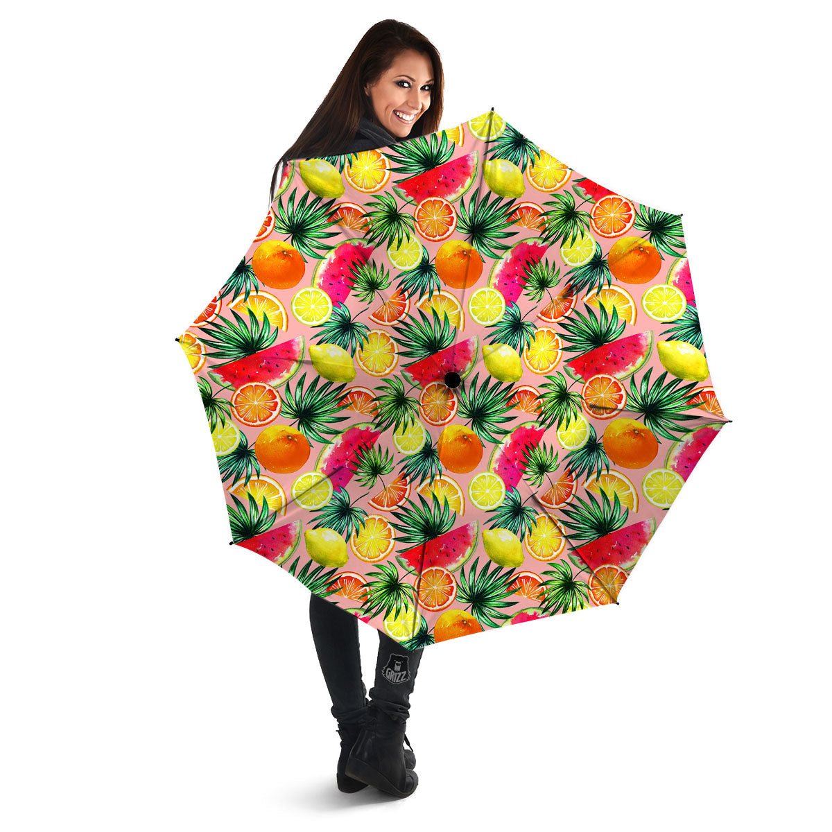 Hawaiian Fruits Pink Print Pattern Umbrella-grizzshop