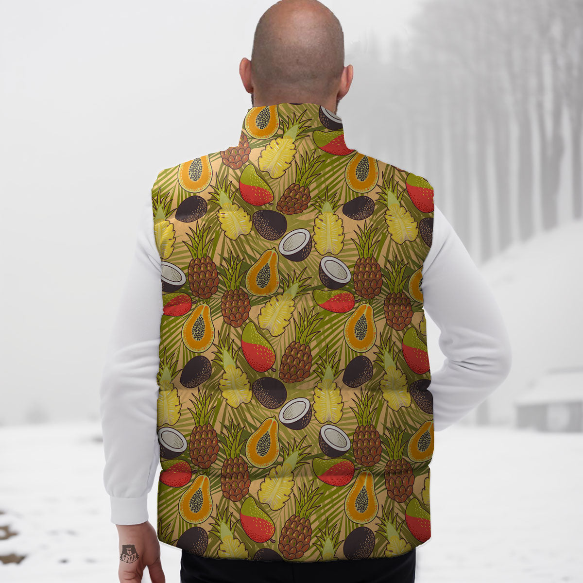 Hawaiian Fruits Tropical Print Pattern Down Vest-grizzshop