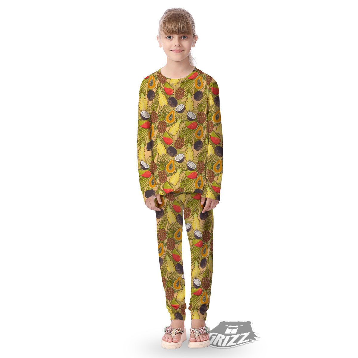 Hawaiian Fruits Tropical Print Pattern Kid's Pajamas-grizzshop