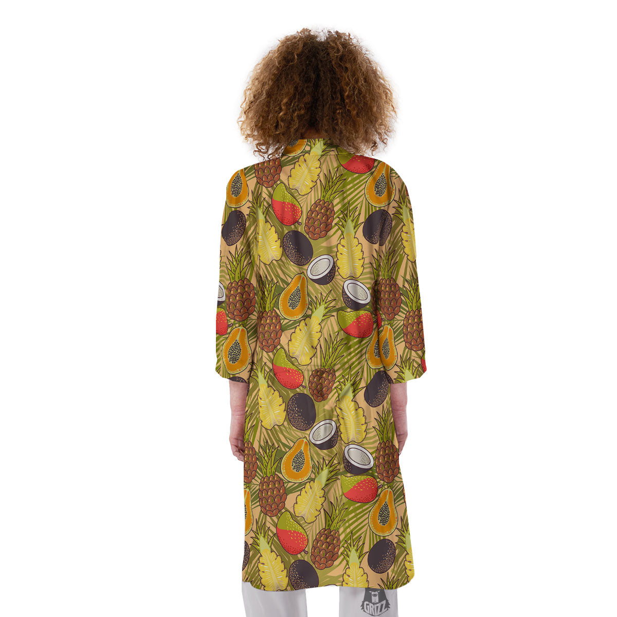 Hawaiian Fruits Tropical Print Pattern Kimono-grizzshop