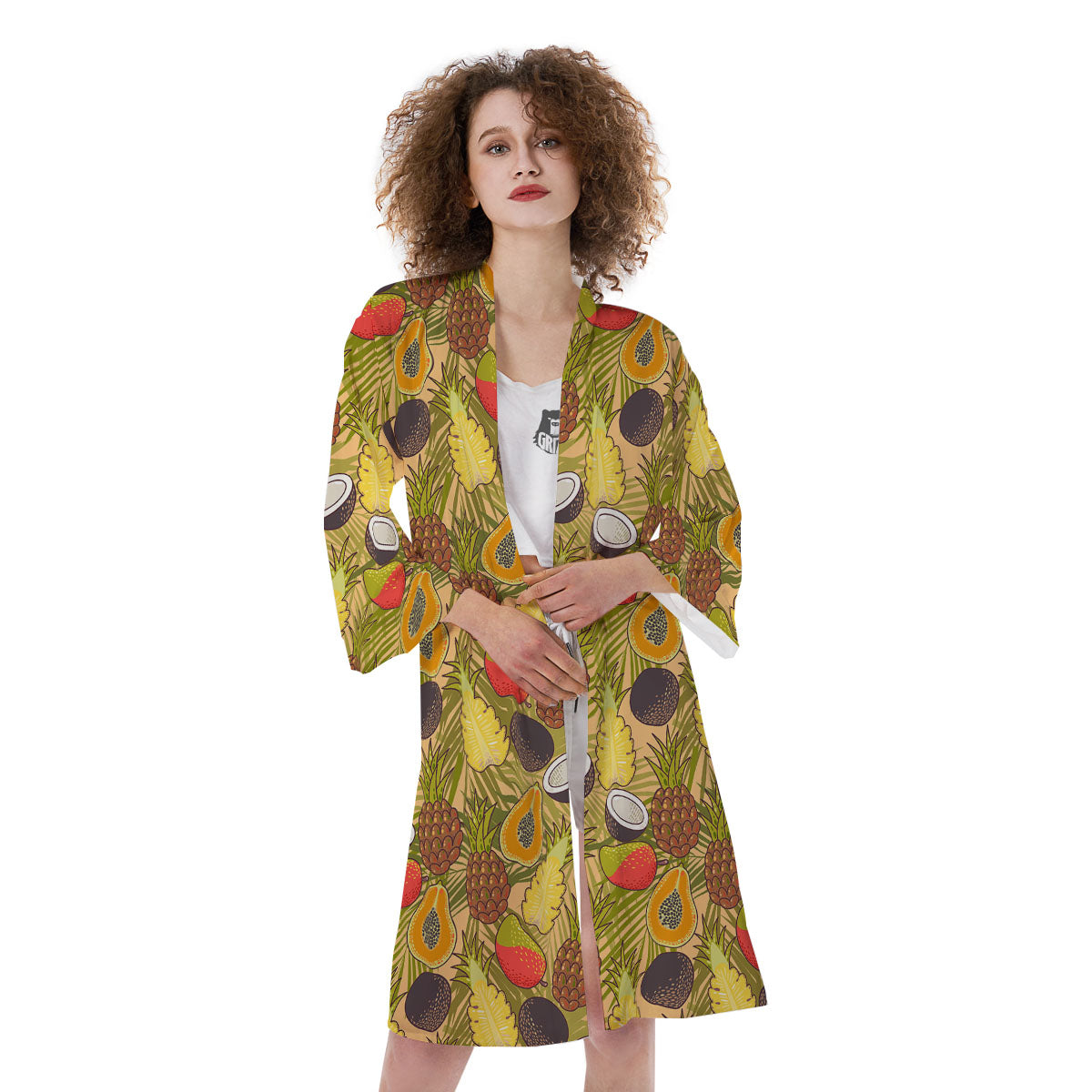 Hawaiian Fruits Tropical Print Pattern Kimono-grizzshop