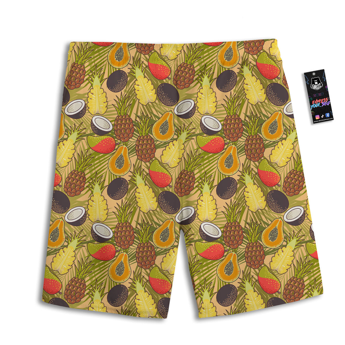 Hawaiian Fruits Tropical Print Pattern Men's Athletic Shorts