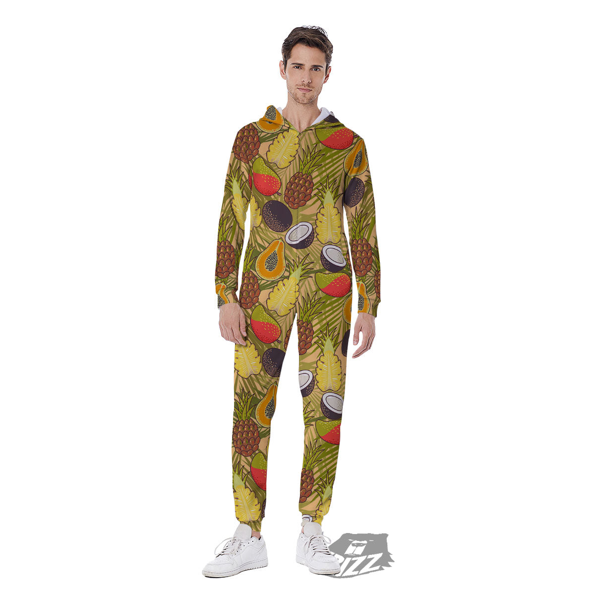 Hawaiian Fruits Tropical Print Pattern Men's Jumpsuit-grizzshop