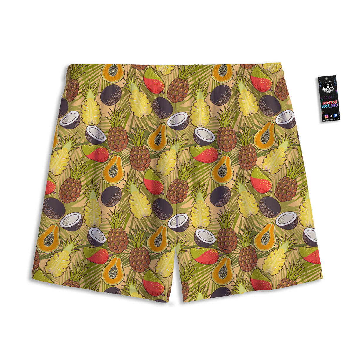 Hawaiian Fruits Tropical Print Pattern Mesh Shorts