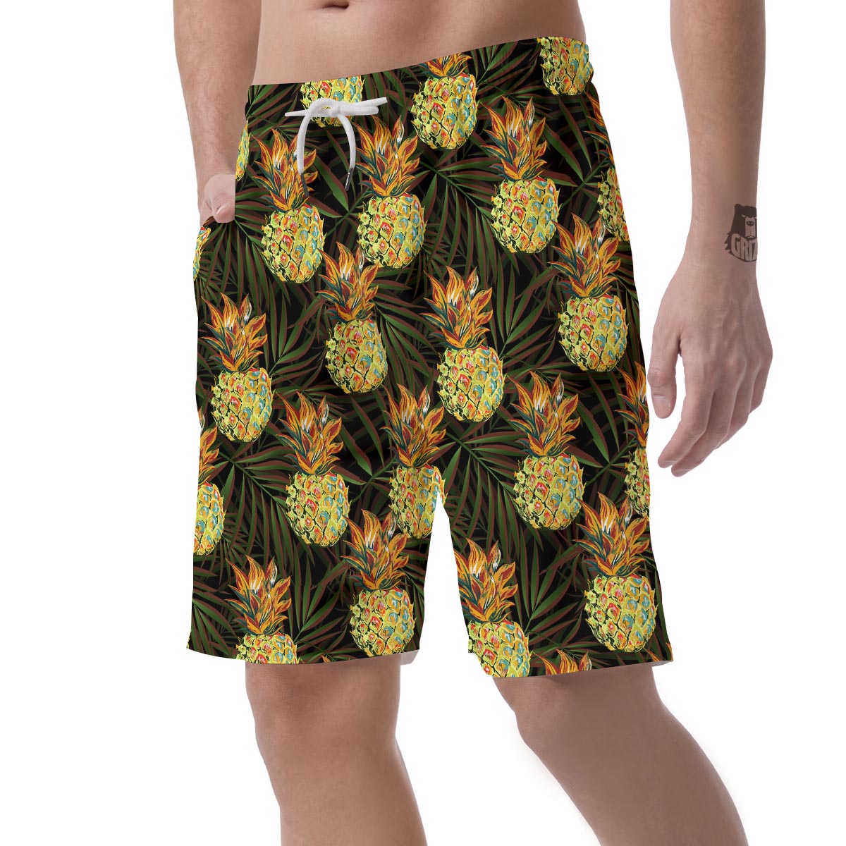 Hawaiian Golden Pineapple Edm Print Men's Shorts-grizzshop