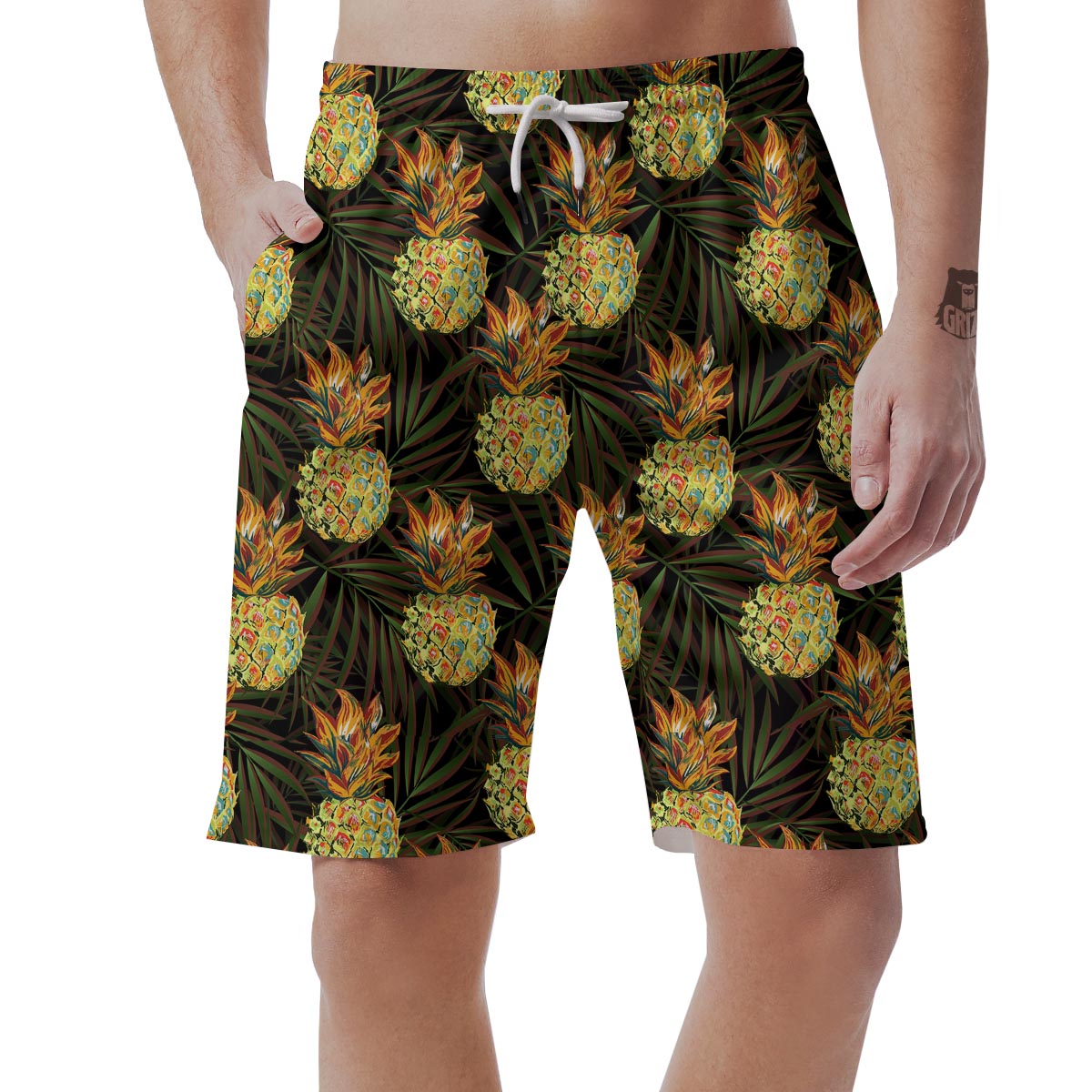 Hawaiian Golden Pineapple Edm Print Men's Shorts-grizzshop