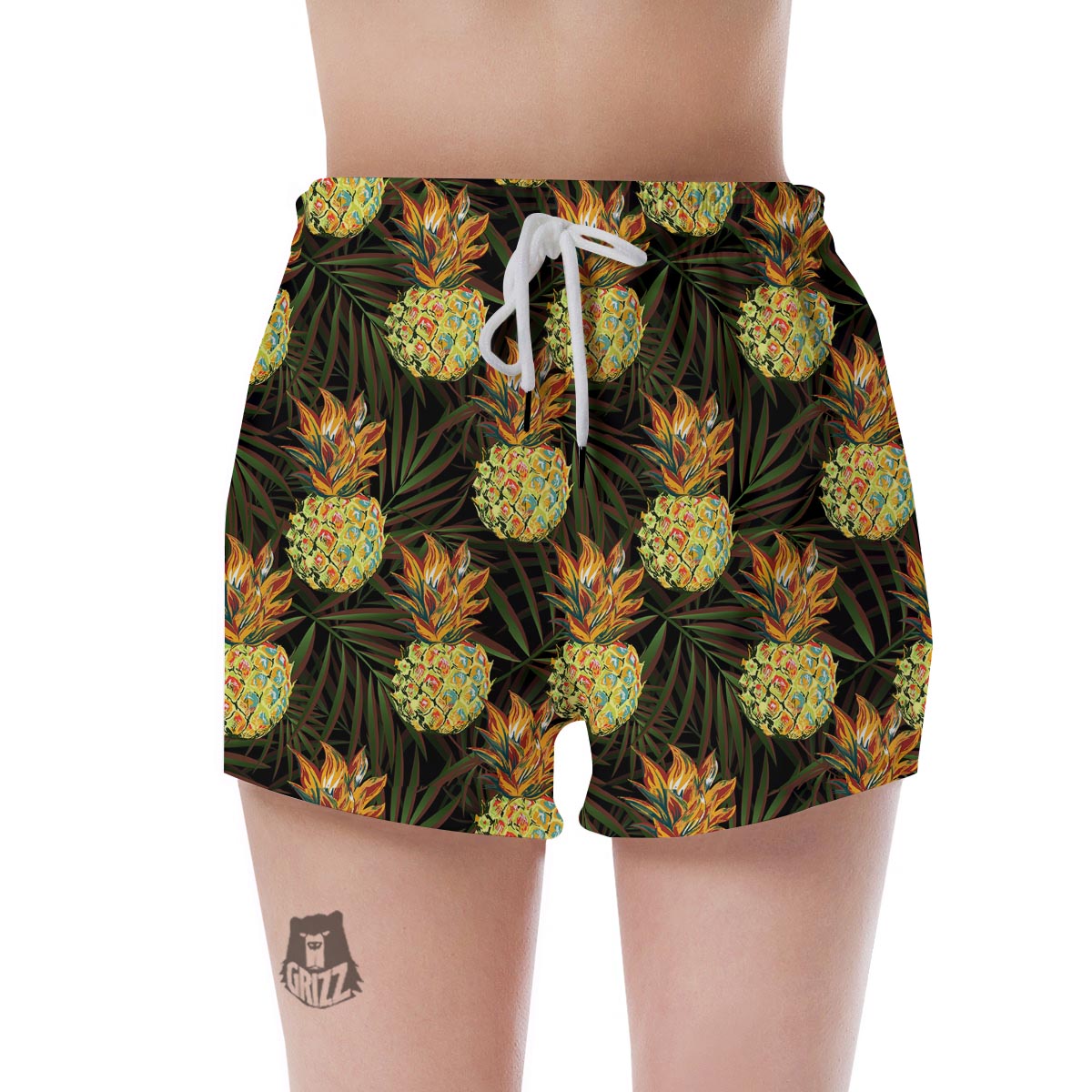 Hawaiian Golden Pineapple Edm Print Women's Shorts-grizzshop