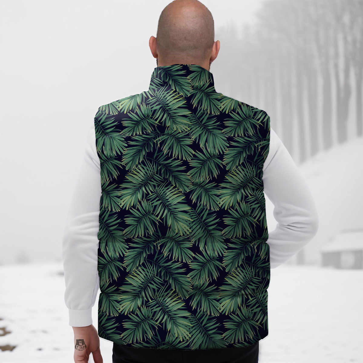 Hawaiian Leaves Tropical Print Pattern Down Vest-grizzshop