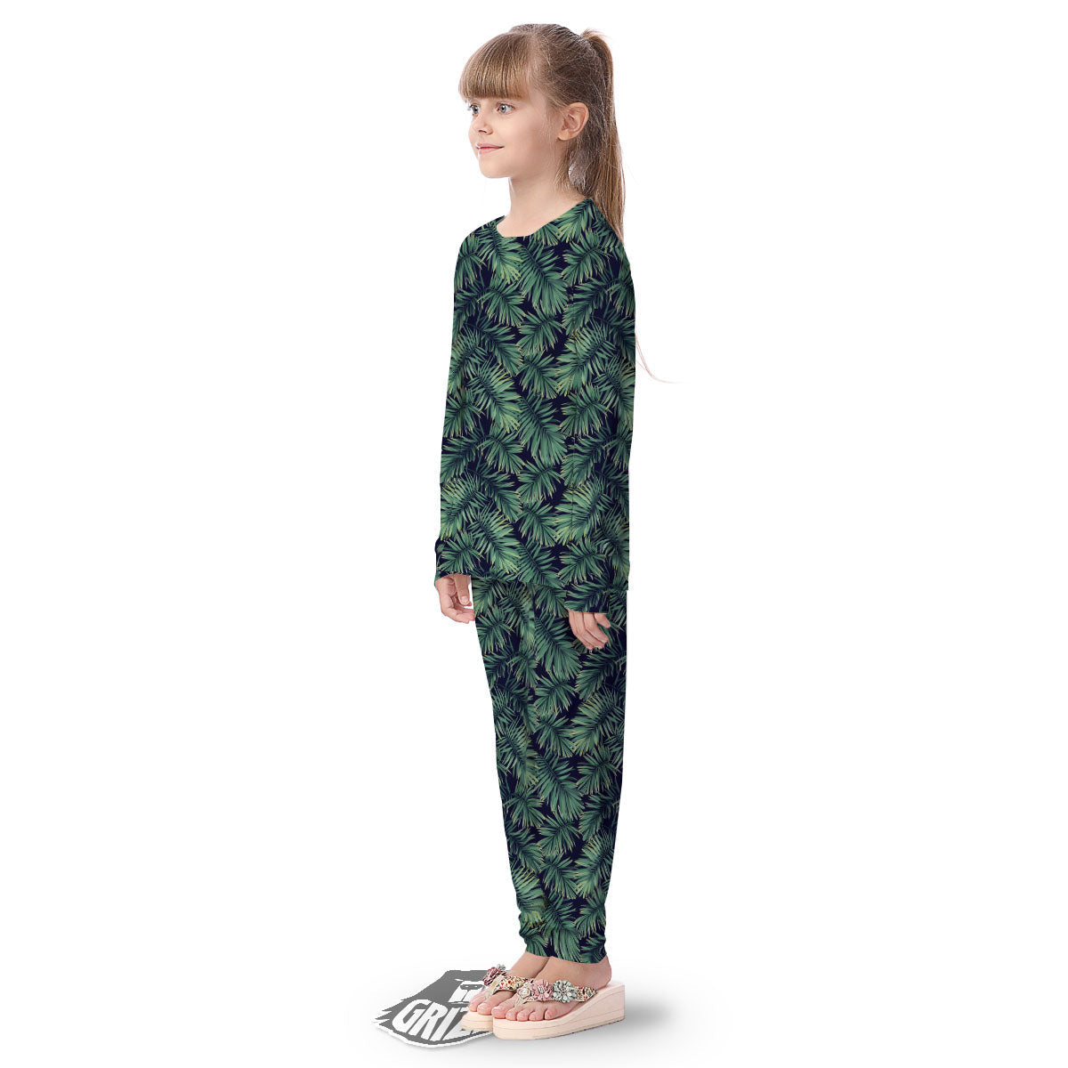Hawaiian Leaves Tropical Print Pattern Kid's Pajamas-grizzshop