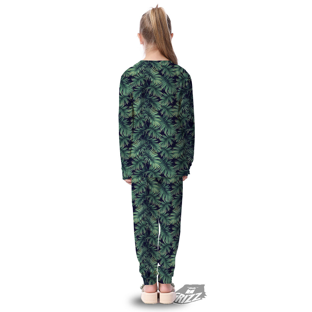 Hawaiian Leaves Tropical Print Pattern Kid's Pajamas-grizzshop
