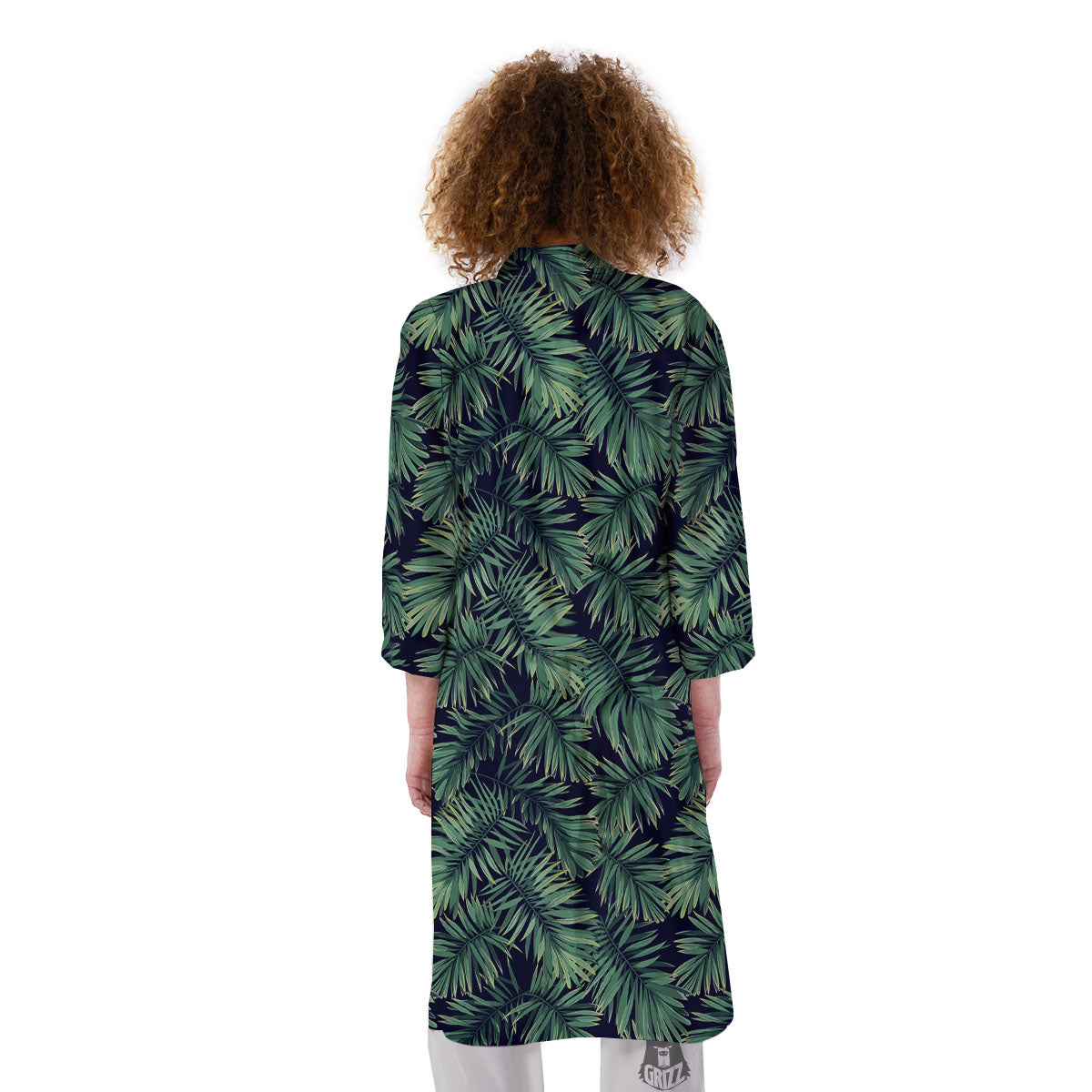 Hawaiian Leaves Tropical Print Pattern Kimono-grizzshop