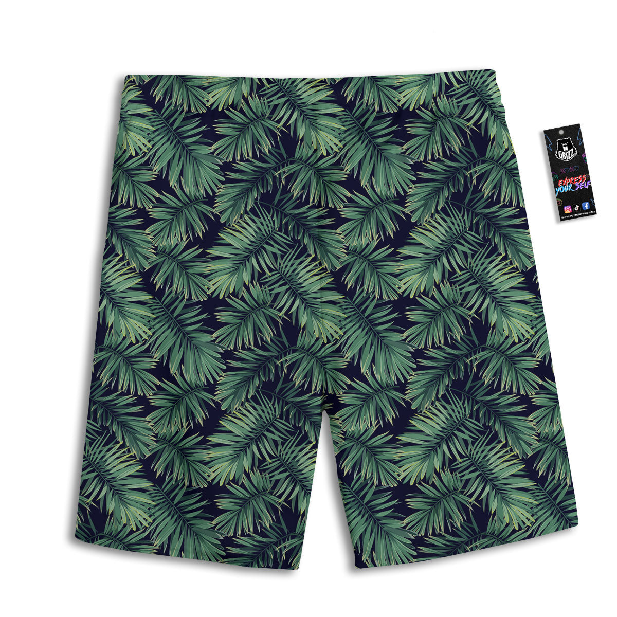 Hawaiian Leaves Tropical Print Pattern Men's Athletic Shorts